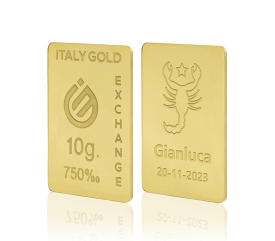 Lingote de Oro signo del zodiaco Escorpio 18 Kt de 10 g. IGE GOLD